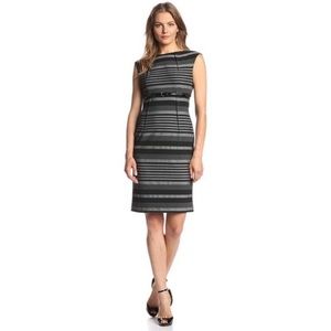 Calvin Klein Black & Grey Striped Cap Sleeve Dress